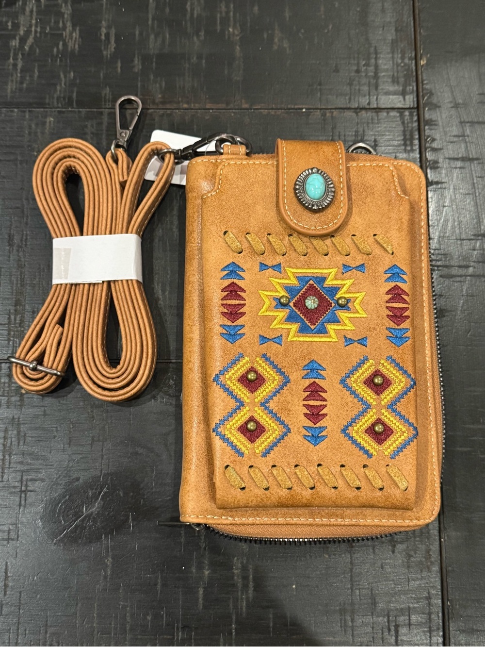 American Bling Western Aztec Crossbody Wallet Bag Turquoise NWT